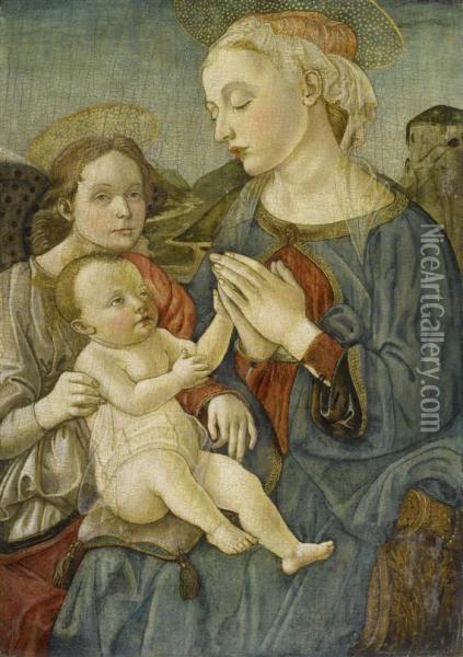 Madonna And Child With The Infant Saint Johnthe Baptist Oil Painting - Francesco Botticini