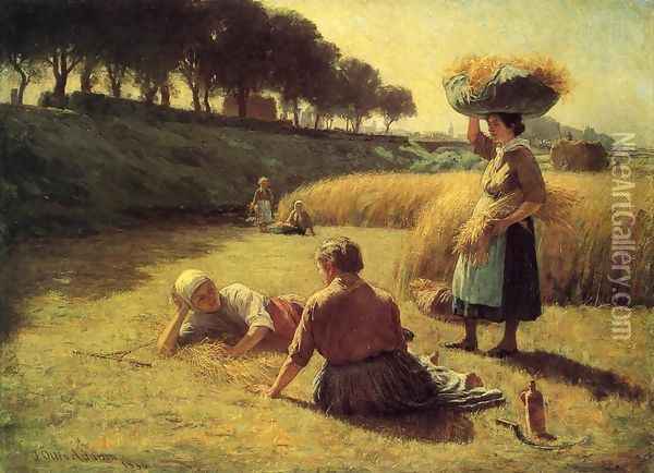 Gleaners at Rest Oil Painting - John Ottis Adams