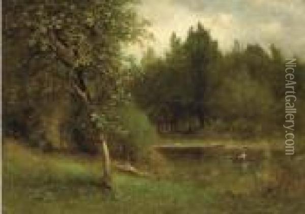 River Landscape Oil Painting - George Inness