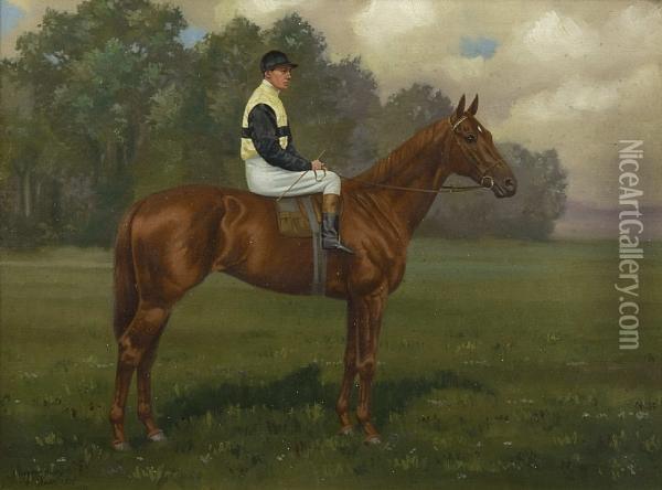 'the Boss' With Jockey Up Oil Painting - Clarence Hailey