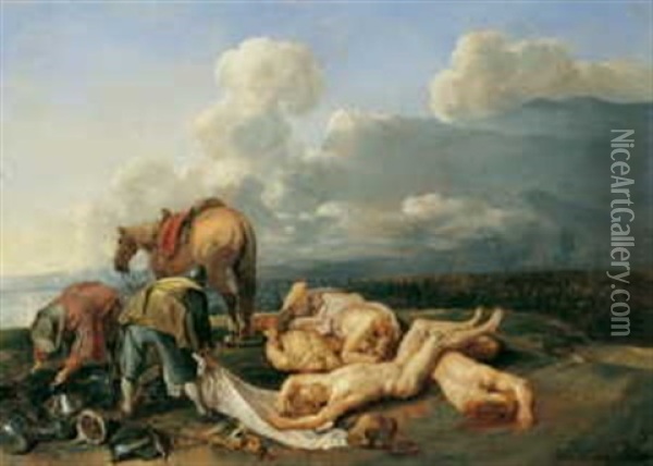 Nach Der Schlacht Oil Painting - Jan van den Hecke the Elder