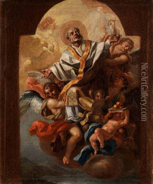 Die Apotheose Des Heiligen Nikolaus (design For Altar) Oil Painting - Francesco Celebrano