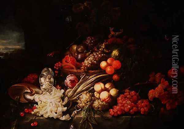 Still Life with a Basket of Fruit Oil Painting - Joris Van Son
