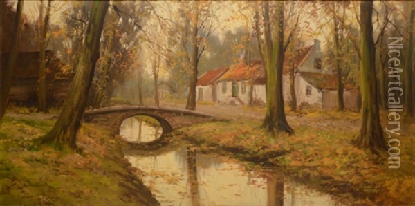 Femme Et Ruisseau A L'automne Oil Painting - Kees Terlouw