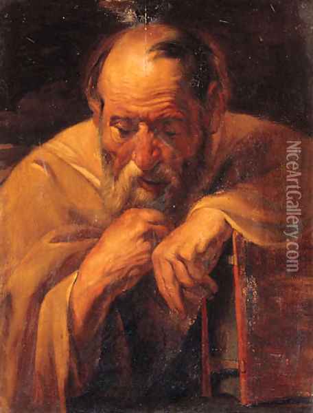 An Apostle holding a book Oil Painting - Jacob Jordaens