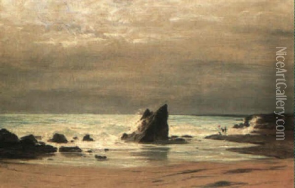 Bord De L'ocean- Pres De Pont-aven (finistere) Oil Painting - Gustave Eugene Castan