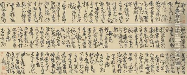 Calligraphy In Cursive Script Oil Painting - Wang Duo