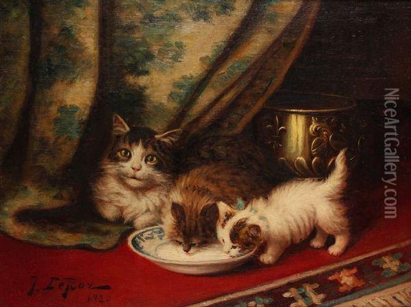 L'assiette De Lait Oil Painting - Jules Leroy
