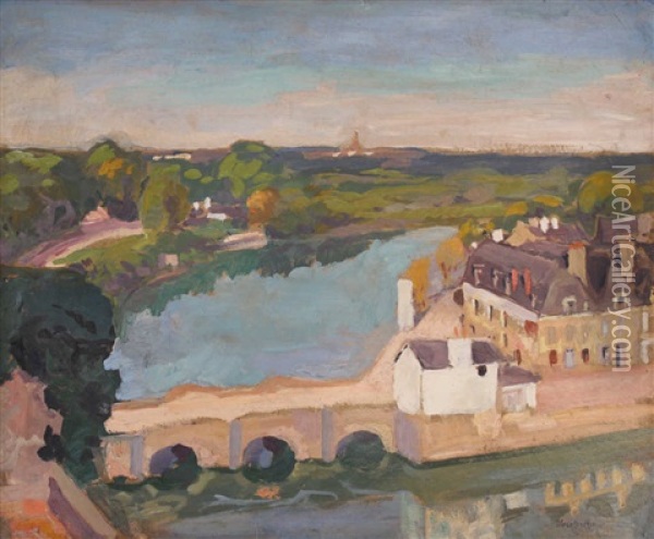 Saint-goustan, Vieux Pont Oil Painting - George Oberteuffer