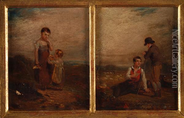 The Broken Pitcher Shepherd Boys Oil Painting - Francis Wheatley