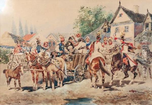 Wesele Krakowskie Oil Painting - Juliusz Holzmutller
