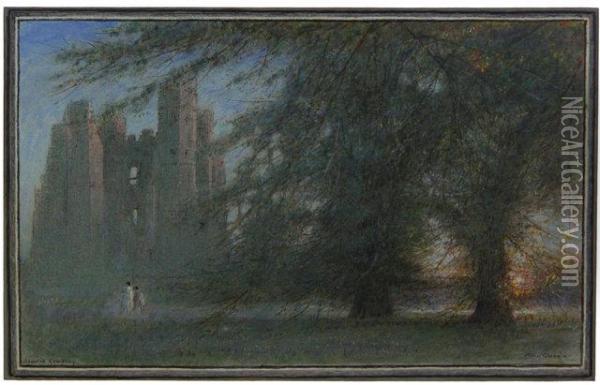 Haunted Cowdray Oil Painting - Albert Goodwin