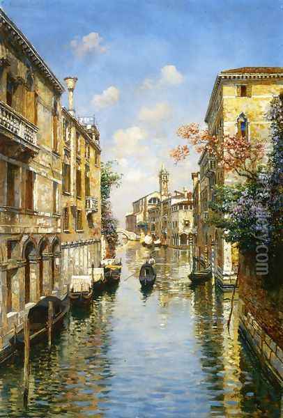Venetian Canal Oil Painting - Luigi Lanza