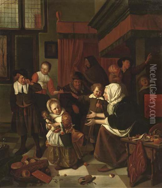 The Feast Of Saint Nicholas Oil Painting - Jan Steen