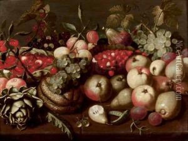 Natura Morta Di Frutta Su Un Tavolo, Con Un Carciofo Oil Painting - Floris Claesz Van Dijck