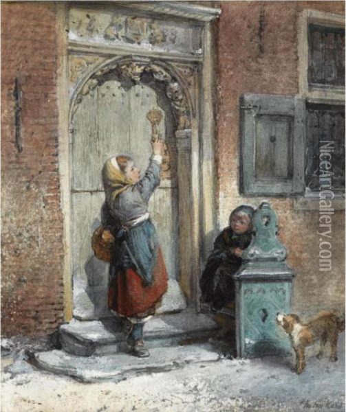 At The Door Oil Painting - Jan Mari Henri Ten Kate