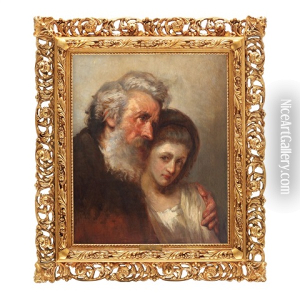 The Grandfather And The Niece Oil Painting - Constantin Daniel Stahi