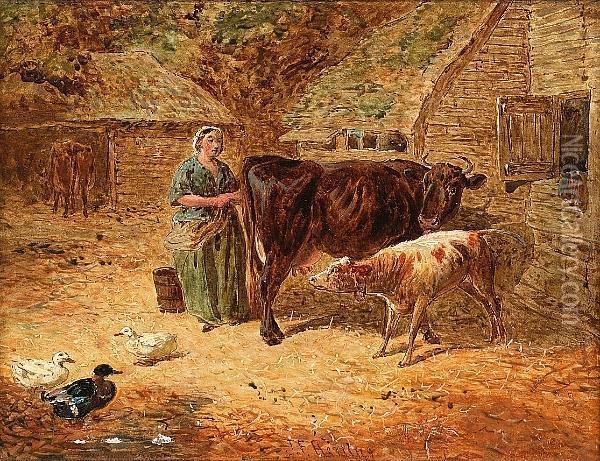 Milking Time Oil Painting - John Frederick Herring Snr