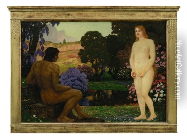 Adam Und Eva Im Paradies Oil Painting - Eduard Kasparides