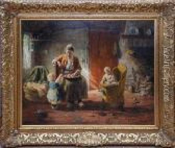 Mother And Children At Play Oil Painting - Evert Pieters
