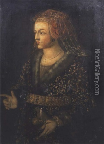 Portrait D'une Femme Au Voile Dore Oil Painting - Francesco Montemezzano