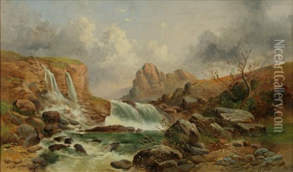 Falls On The Clydenr. Lanark Oil Painting - Joseph Horlor