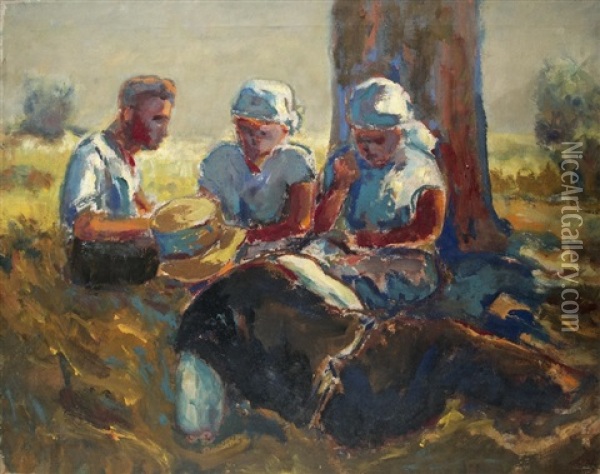 Erntepause Oil Painting - Alfred Hermann Helberger