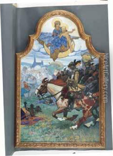 < La Victoire De Jean Sobiesky Lors Du Siege De Vienne Par Les Turcs >. Oil Painting - Maximilian Liebenwein