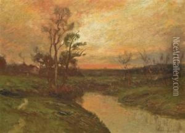 Evening By The Salt Marshes Oil Painting - Edward B. Gay