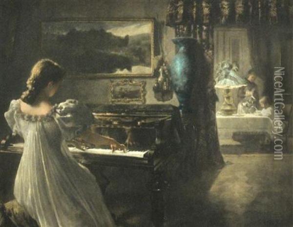 Chopin Oil Painting - Ferdinand Max Bredt
