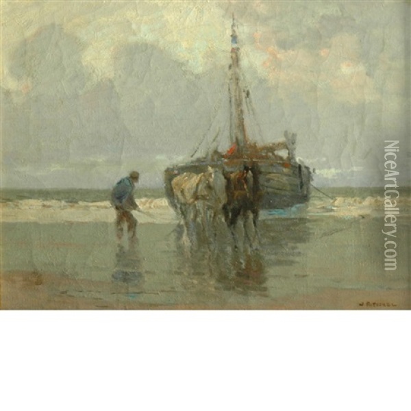 Ebb Tide Katwyk Oil Painting - William Ritschel