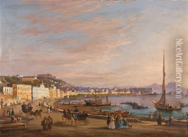 Blick Auf Den Porto Mergellina In Der Bucht Von Neapel Oil Painting - Salvatore Candido