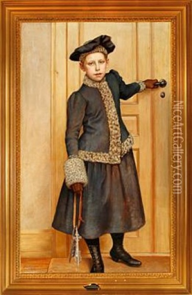 Portrait Af Min Soster - Portrait Of My Sister Oil Painting - Gustav Adolf Clemens
