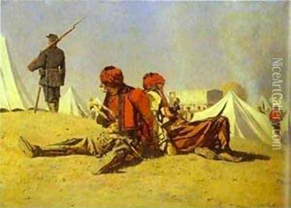Two Hawks (Bashibazouks) 1878-1879 Oil Painting - Vasili Vasilyevich Vereshchagin
