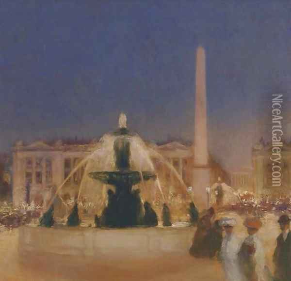 Place de la Concorde, le soir Oil Painting - Gaston de Latouche