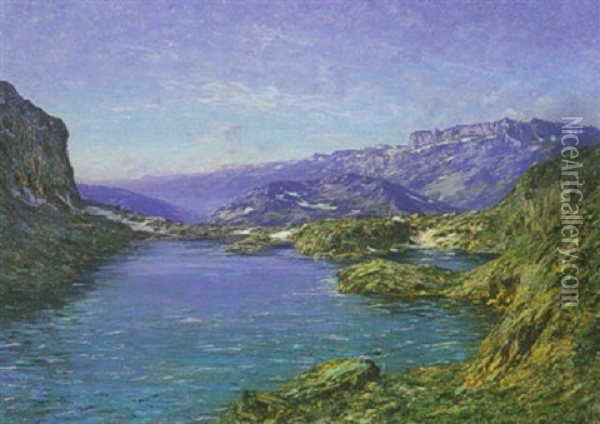 Le Lac Cornu (chamonix) Oil Painting - Charles Alexandre Bertier