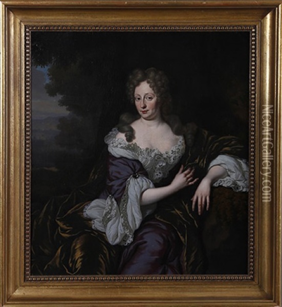 Portrait De Dame Dans Un Paysage Oil Painting - Michiel van Musscher