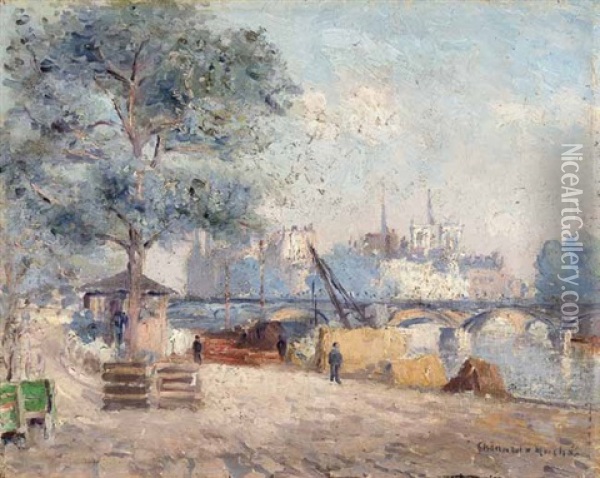Blick Auf Den Seinequai Mit Pont Des Arts Im Hintergrund Oil Painting - Georges Chenard-Huche