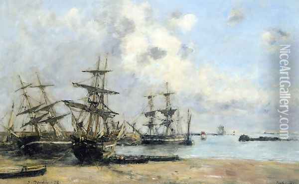 Portrieux, Boats in the Park Oil Painting - Eugene Boudin