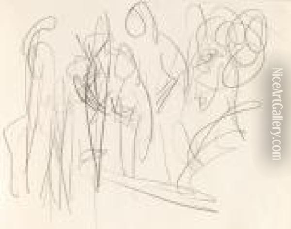 Figurengruppe (zuschauer) Oil Painting - Ernst Ludwig Kirchner