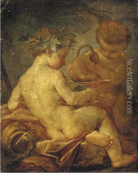 The Nurture Of Bacchus Oil Painting - Giulio Carpione