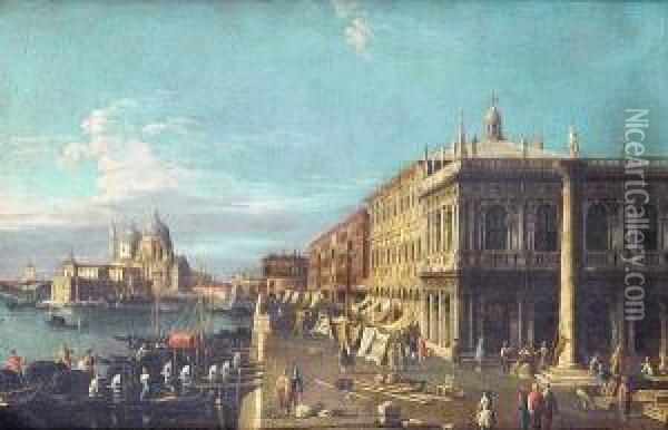 The Piazzetta, Venice, Looking Towards Santa Maria Della Salute Oil Painting - Francesco Tironi