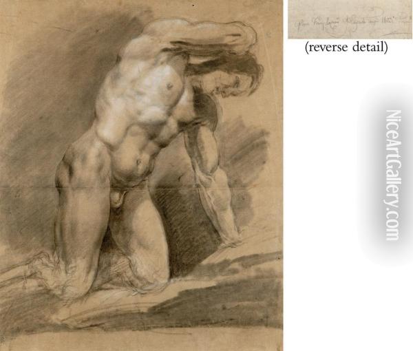 Study Of A Male Nude Oil Painting - Orest Adamovich Kiprenskii