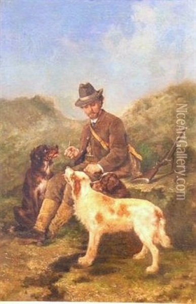 A Hunter With His Dogs Oil Painting - Tommaso De Vivo