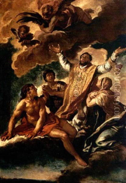 Santo Vescovo Riceve La Palma Del Martirio Oil Painting - Pietro da Cortona