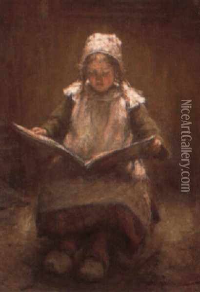 Dutch Girl Reading Oil Painting - Robert Gemmell Hutchison