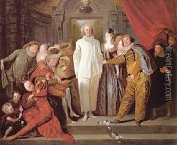 Les Comediens italiens Oil Painting - Jean-Antoine Watteau
