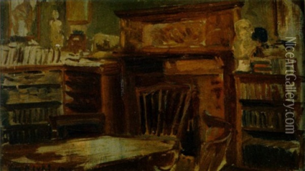 Study Of Editor Drake's Office, The Century Magazine Oil Painting - George Benjamin Luks