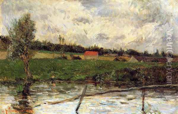 Riverside Aka Breton Landscape Oil Painting - Paul Gauguin