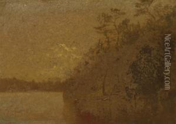 A River Landscape Oil Painting - John Frederick Kensett